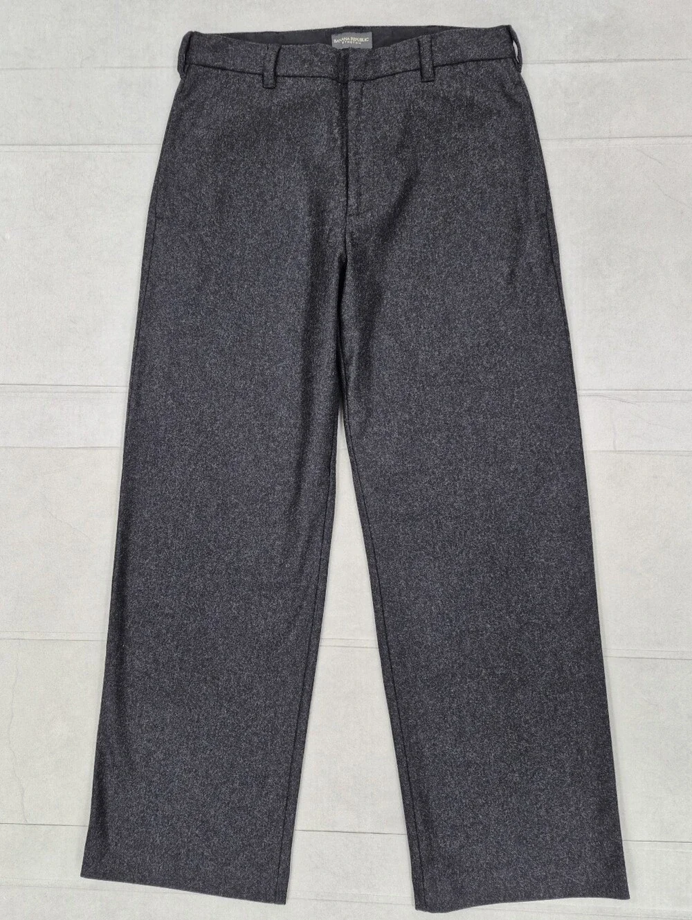 Y2k Banana Republic Stretch wool dress pants men's 32R black flat front wide leg